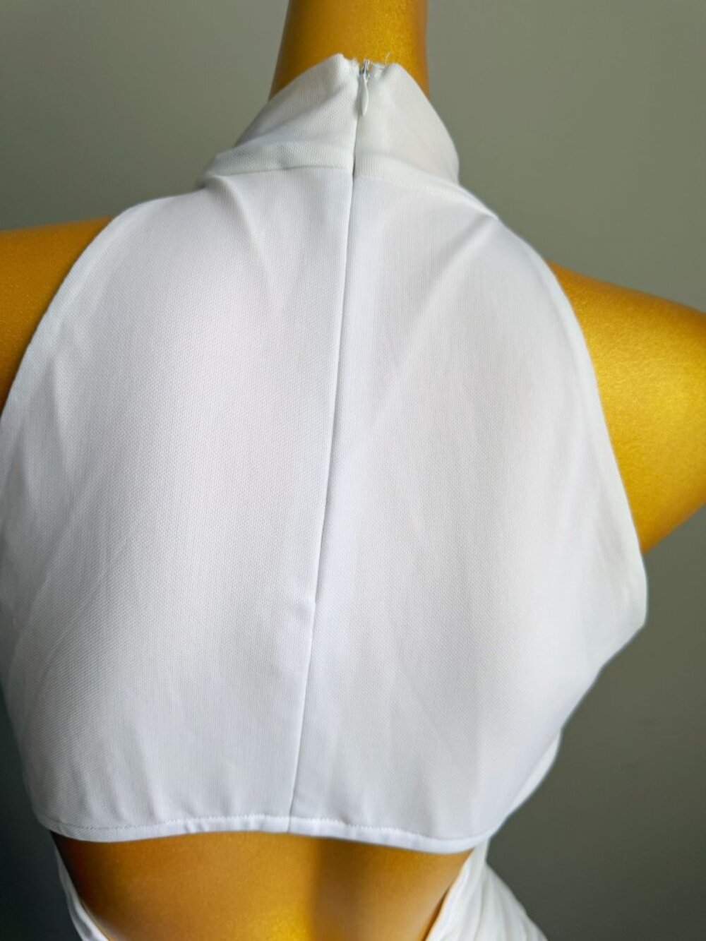 Lulus White Mesh Ruched Halter Midi Dress Open Back S - Picture 7 of 8